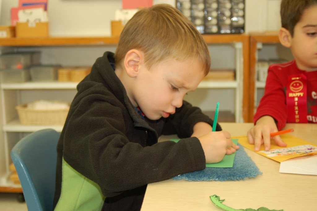 Young Montessori Student At Work